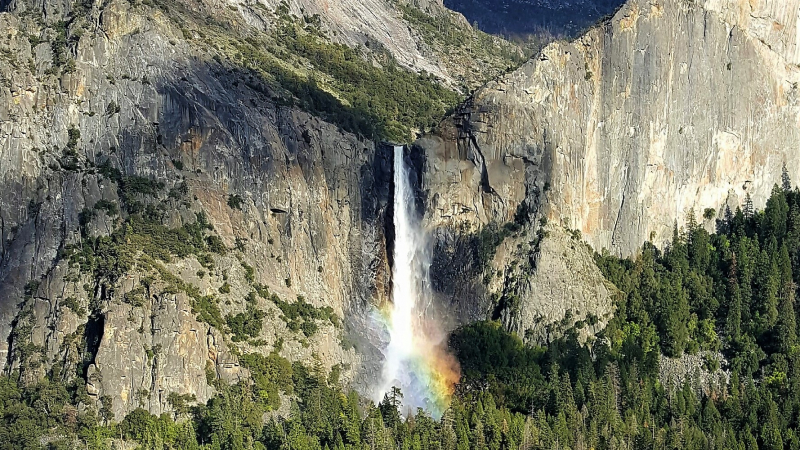 Bridalveil Fall with rainbow. Photo: Gretchen Roecker/Yosemite Conservancy