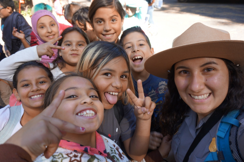 As a student ranger at the Wilderness Education Center, Mirella helped teach fourth-graders about Yosemite - and Yosemite-selfies! Photo: © Mirella Gutierrez